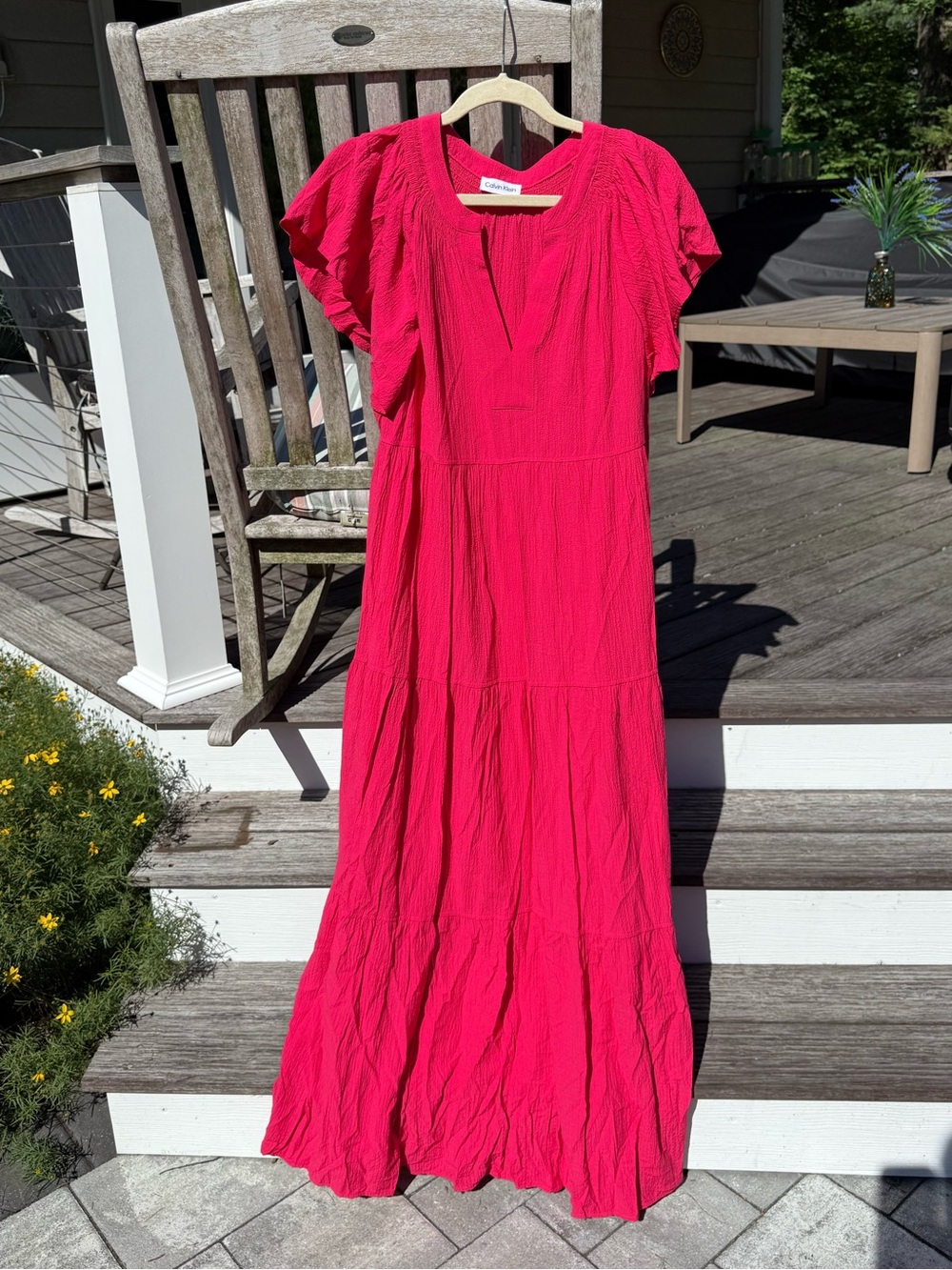 Calvin Klein Hot Pink Tiered Maxi Dress